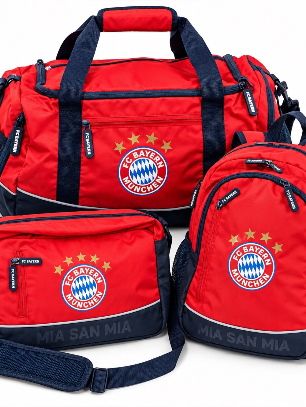 FC Bayern Munchen  MIA SAN MIA 3-Pc Bag Set Duffel Backpack Crossbody FC Munich